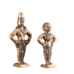 Pure Brass Vitthal Rukmini (Pandurangan Ruckhmai) Pair | 7" x 3" x 1.5" (17.8 x 7.6 x 3.8 cm) | 1.25 kg Sacred Art | Divine Couple
